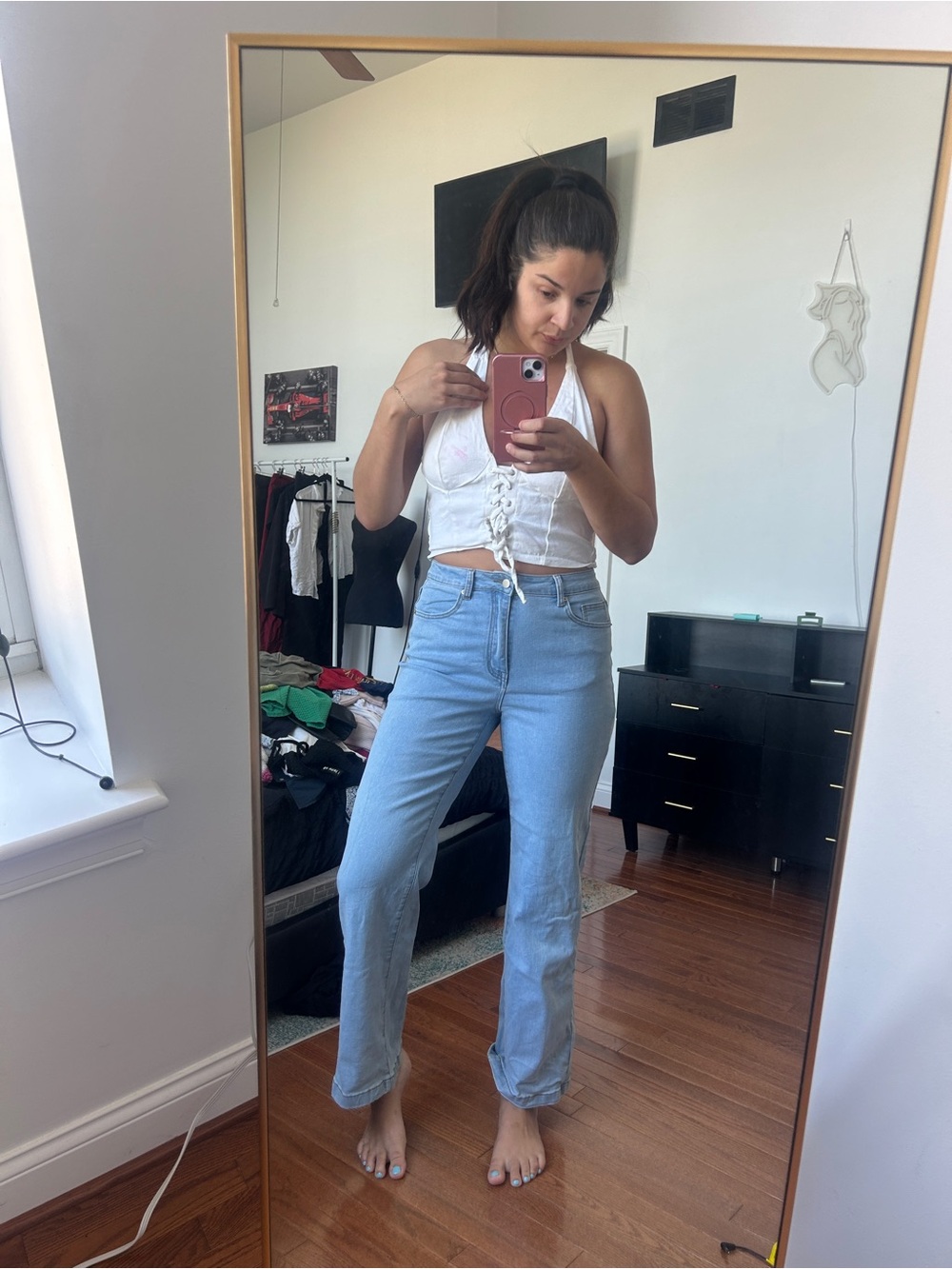 Light Blue High-Rise Straight Jeans - Classic Women's Denim